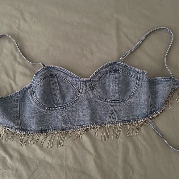 DENIM TIE UP TOP - Picture 2 of 3